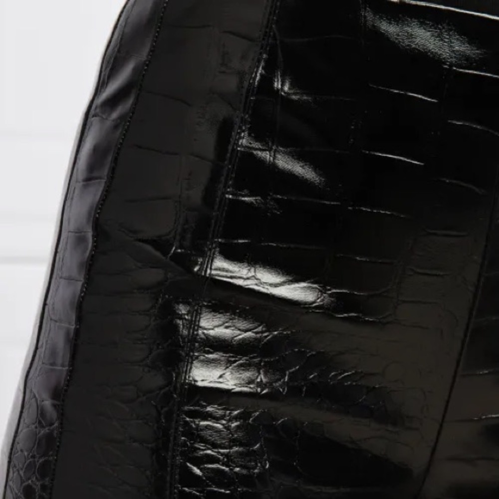 NWOT Pinko Black  Faux Leather Croc-Embossed Pants - Picture 7 of 7